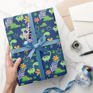 Kleurrijk Dinosauruspatroon Cadeaupapier