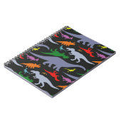 Kleurrijk dinosauruspatroon (donker) notitieboek (Linkerzijde)