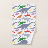 Kleurrijk dinosauruspatroon (licht) bad handdoek (Handdoek)
