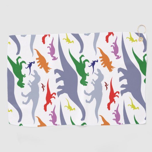 Kleurrijk dinosauruspatroon (licht) golfhanddoek (Horizontaal)