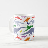 Kleurrijk dinosauruspatroon (licht) koffiemok (Voorkant links)