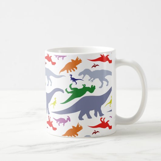 Kleurrijk dinosauruspatroon (licht) koffiemok (Rechts)
