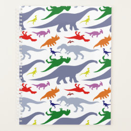 Kleurrijk dinosauruspatroon (licht) planner