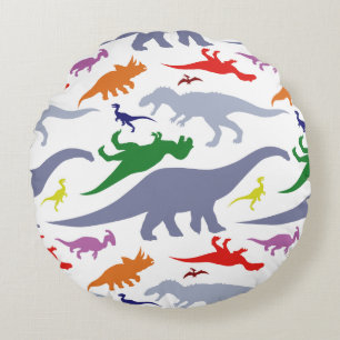 Kleurrijk Dinosauruspatroon (Licht) Rond Kussen