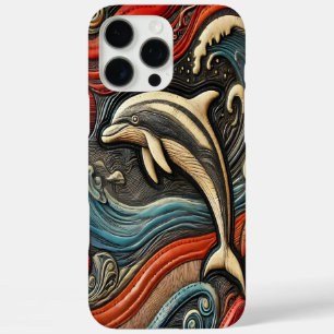 Kleurrijk dolfijnreliëf ontwerp iPhone 16 pro max hoesje