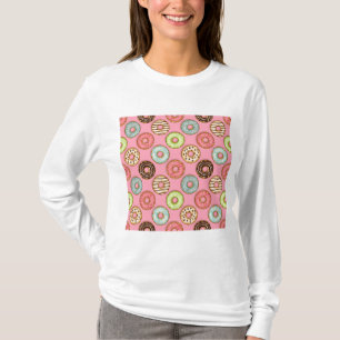 Kleurrijk Donut Patroon Malse Zoete Snoepjes T-shirt