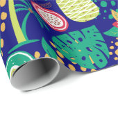 Kleurrijk driefocuspatroon van vruchten en bloemen cadeaupapier (Rol Hoek)