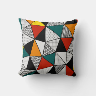 kleurrijk driehoeksgeometrisch patroon kussen
