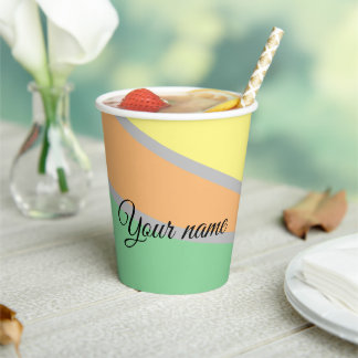 Kleurrijk driehoekspatroon 1970 | Moderne opdracht Papieren Bekers