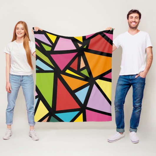 Kleurrijk driehoekspatroon 3 fleece deken (In situ)