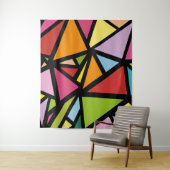 Kleurrijk driehoekspatroon 3 wandkleed (In situ)