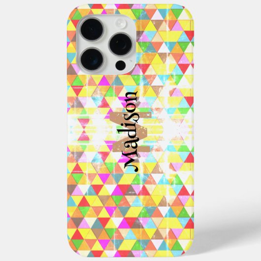 Kleurrijk driehoeksretro geometriepatroon Monogram Case-Mate iPhone Case (Achterkant)