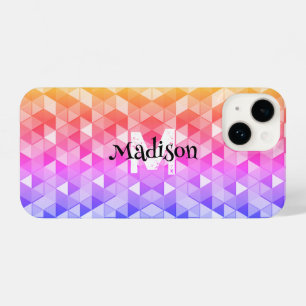 Kleurrijk driehoeksretro geometriepatroon Monogram iPhone 14 Hoesje