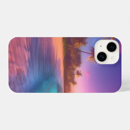 Kleurrijk dromerig strand iPhone hoesje (Achterkant horizontaal)
