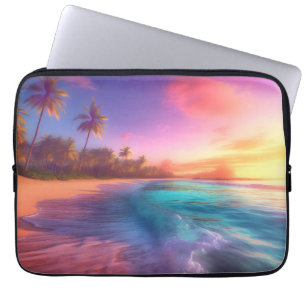 Kleurrijk dromerig strand laptop sleeve