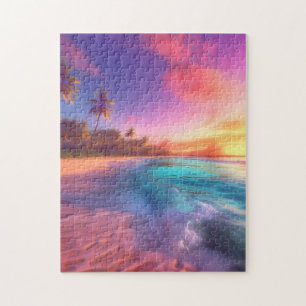 Kleurrijk dromerig strand legpuzzel
