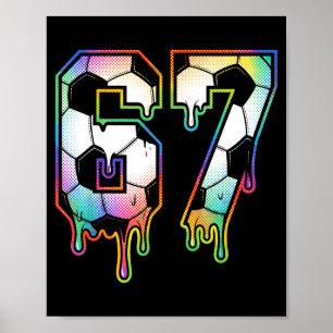 Kleurrijk druipend 67 Varsity nummer voetbal halft Poster