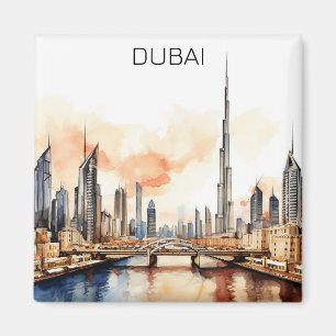 Kleurrijk Dubai VAE Aquarel  Magneet