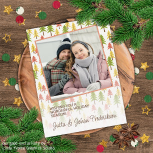 Kleurrijk Eenvoudig Rustiek Bos Pinetree Art Patro Briefkaart