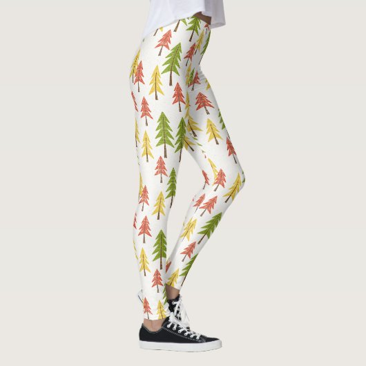 Kleurrijk Eenvoudig Rustiek Bos Pinetree Art Patro Leggings (Rechts)