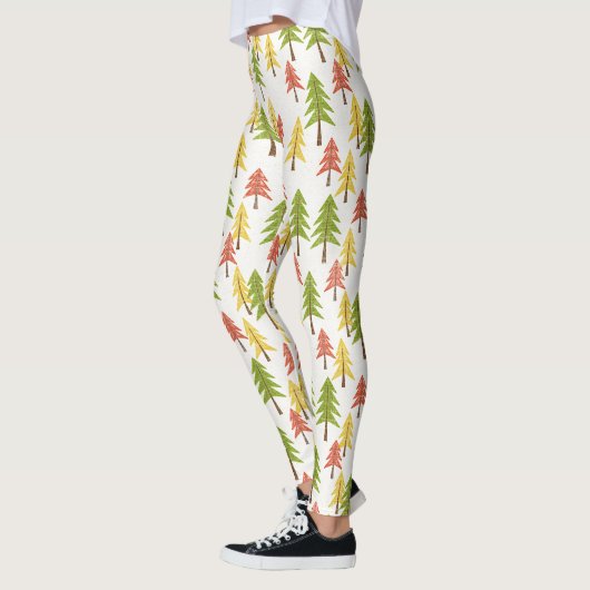 Kleurrijk Eenvoudig Rustiek Bos Pinetree Art Patro Leggings (Links)