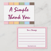 Kleurrijk eenvoudig script Bedankt Visitekaartje (Voorkant / Achterkant)