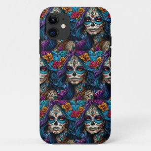 Kleurrijk eerbetoon: Dag van de Dode Make-up Artis iPhone 11 Hoesje
