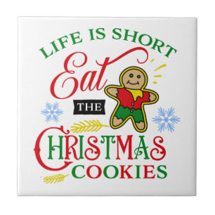 Kleurrijk Eet de kerstkoekjes Tegeltje