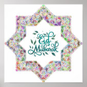 Kleurrijk Eid Mubarak in het Engels Poster (Voorkant)