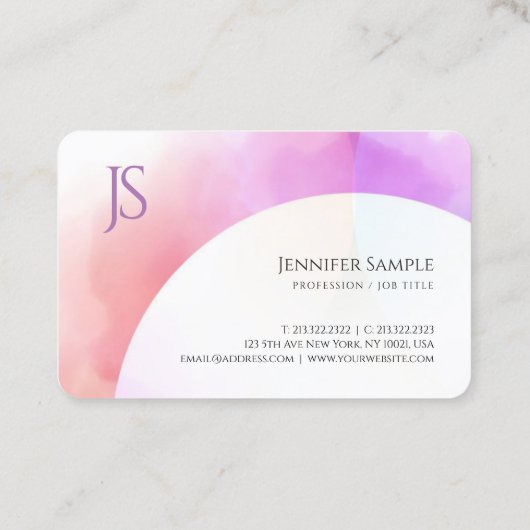 Kleurrijk Elegant Modern Minimalistisch Monogram E Visitekaartje (Achterkant)