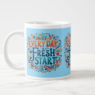 Kleurrijk "Elke Dag is een Nieuwe Start" Motiveren Extra Grote Beker
