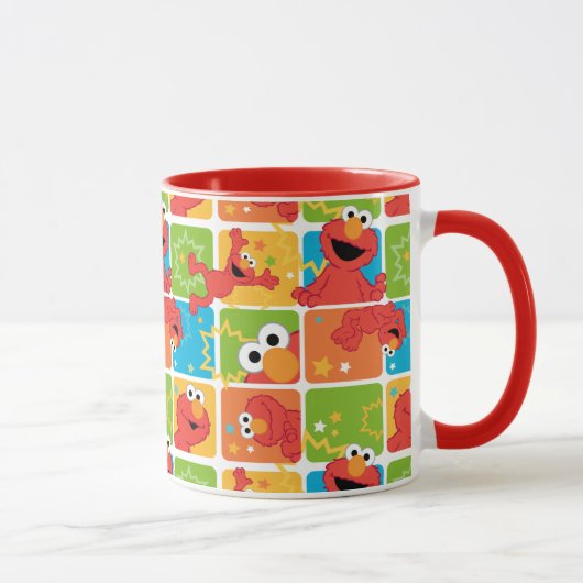 Kleurrijk Elmo-rasterpatroon Mok (Rechts)