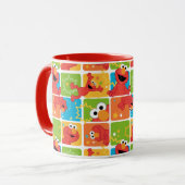 Kleurrijk Elmo-rasterpatroon Mok (Voorkant links)