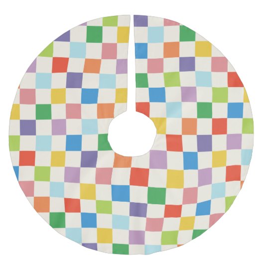 Kleurrijk en helder schaakbordpatroon kerstboom rok (Voorkant)