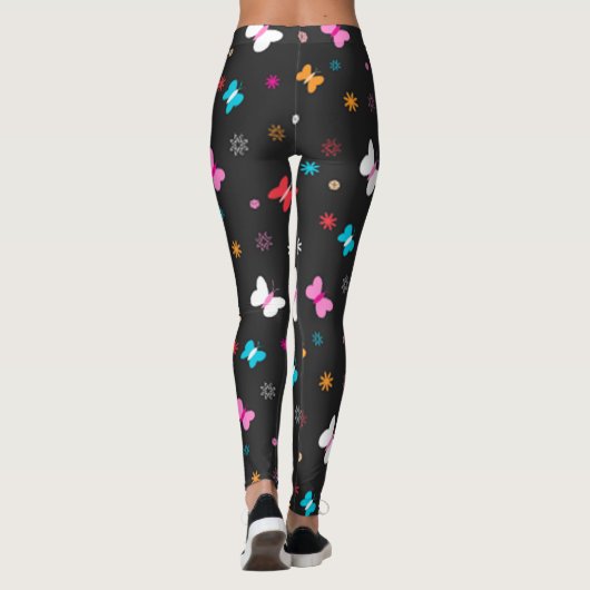 Kleurrijk en helder vlinderpatroon leggings (Achterkant)
