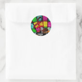 Kleurrijk en Jazzy Treble Clef en Piano Ronde Sticker (Tas)