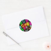 Kleurrijk en Jazzy Treble Clef en Piano Ronde Sticker (Envelop)