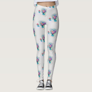 Kleurrijk en levendig bloemenboeket leggings