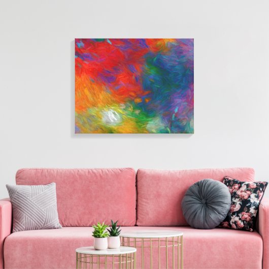 kleurrijk en modern abstract kunstrood en blauw canvas afdruk (Insitu (Woonkamer))