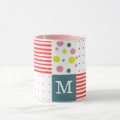 Kleurrijk en  monogram l Stippen l Roze l Blauw Mok (Midden)