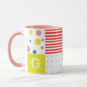 Kleurrijk en  monogram l Stippen l Roze l Blauw Mok (Links)