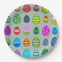 Kleurrijk en mooi paasei patroon papieren bordje
