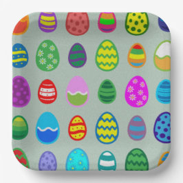 Kleurrijk en mooi paasei patroon papieren bordje