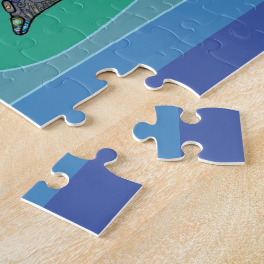 Kleurrijk en tropisch Zee Turtle Jigzaag Puzzle Legpuzzel (Zijkant)