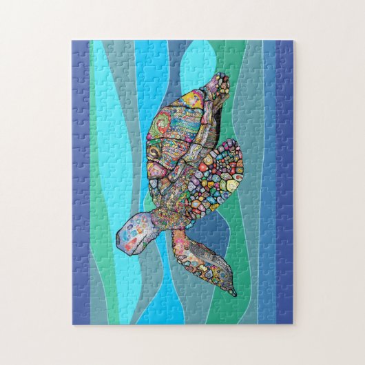 Kleurrijk en tropisch Zee Turtle Jigzaag Puzzle Legpuzzel (Verticaal)