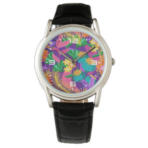 Kleurrijk Exotisch Bloemmotief-23148 Horloge