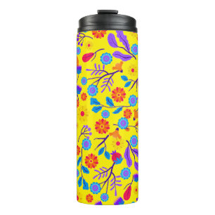 Kleurrijk Exotisch Bloemmotief-23165 Thermosbeker