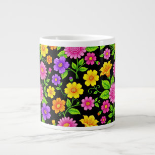 Kleurrijk Exotisch Bloemmotief-35681 Extra Grote Beker