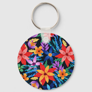 Kleurrijk Exotisch Bloemmotief-68578 Sleutelhanger