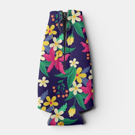 Kleurrijk Exotisch Bloempatroon-23021 Flesjeskoeler (Achterkant)